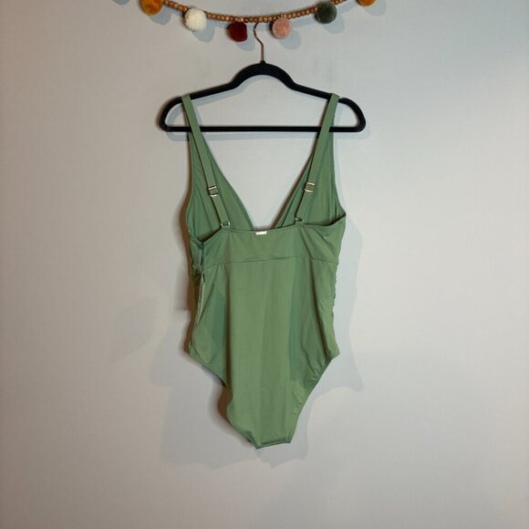 NWT Nicole Miller green tie front one piece swimsuit - Picture 4 of 4
